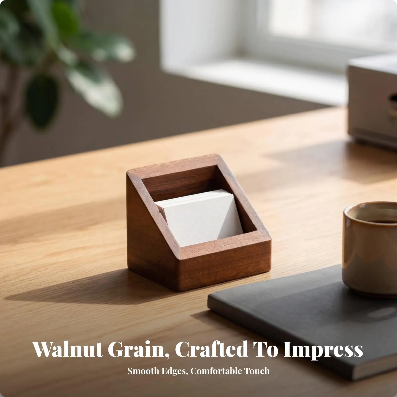 Wenge Wood Desktop Storage Organizer for Desk Accessories and Small Essentials with Slanted Open Top Design view 6