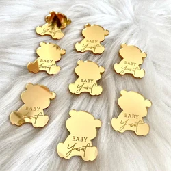 30 pz personalizzato orso acrilico specchio Tag Baby Shower Tag regalo orso compleanno orso Tag nome del bambino diserbo decorazione del partito favori