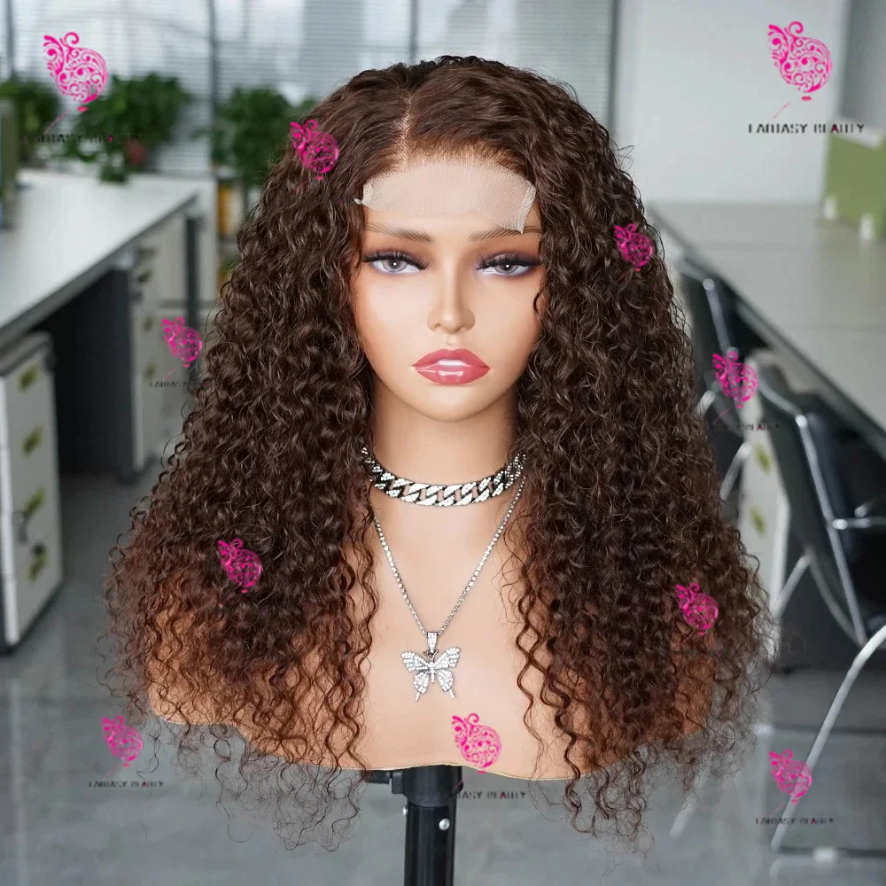 

Brown Jerry curly Wig Comfortable glue-free natural hairline women's wigs are easy for beginners wearing full HD lace wigs