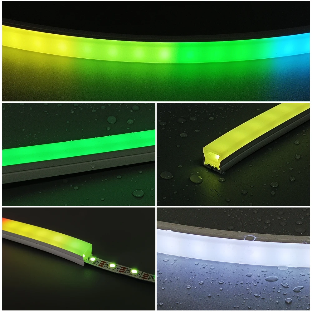 0.5m-5m Flexible Silicone Neon Tube 3 Sides Top Lighting for WS2811/WS2812 SMD LED Light Strip PCB Protection Covering Tube IP67