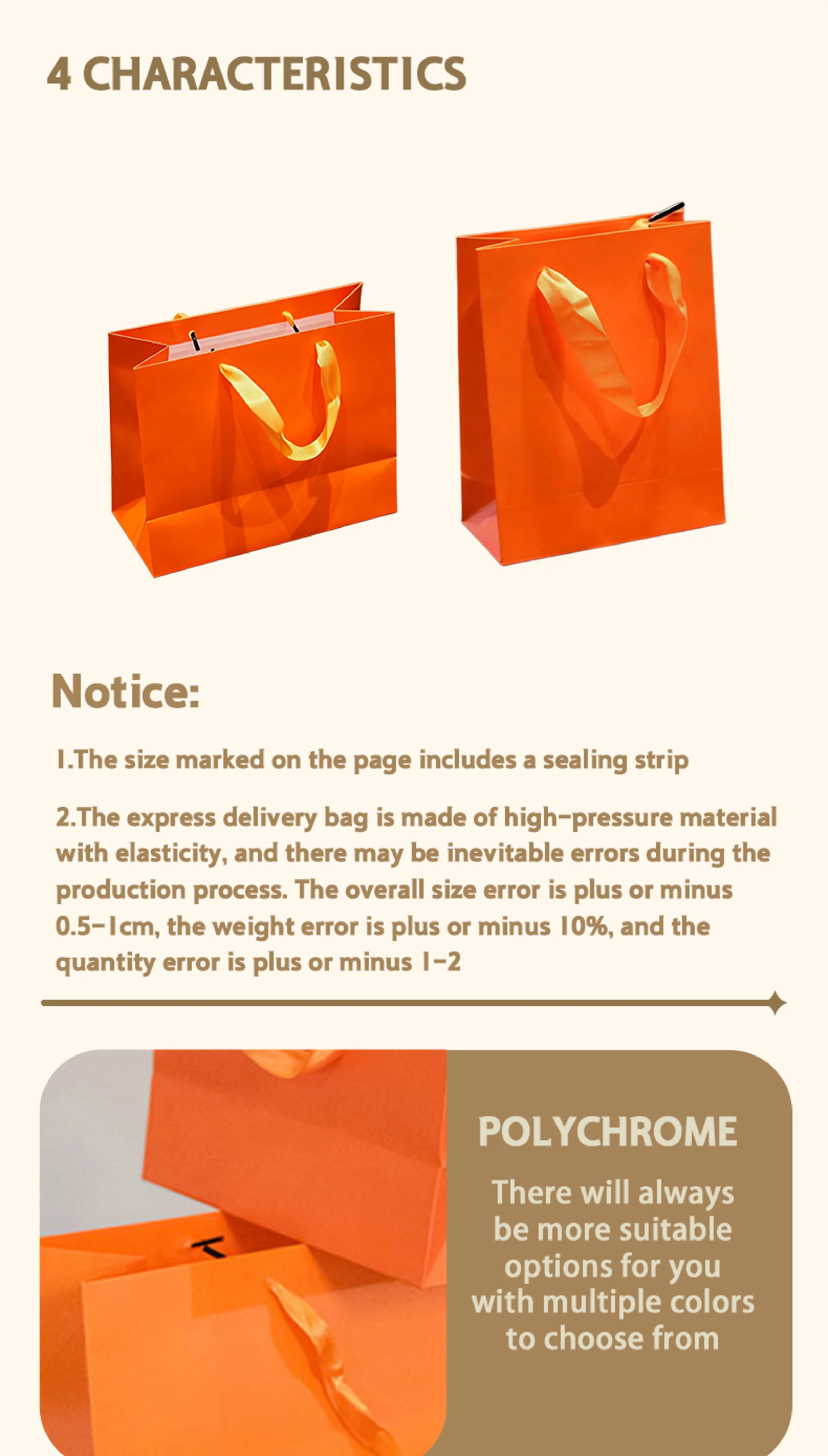 10 Stück orangefarbene Kleidertaschen, Geschenktüten für Feiertage und Partys, Einkaufstaschen, unterstützt individuelles Logo – Detail 2