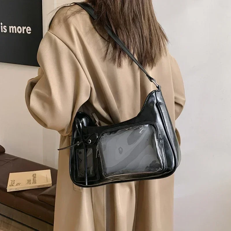 Y2k Harajuku Shoulder Bag Women Korean Transparent Ita Bag School Crossbody Bag Female Japanese Designer Preppy Handbag Purse image 5