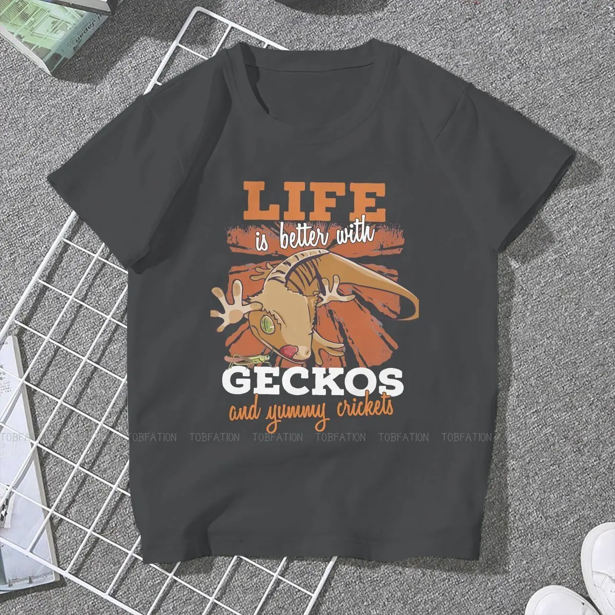 Gecko Lover Women T Shirt Funny Crested Female Tops Graphic Kawaii Tees Ladies 4XL Cotton Tshirt