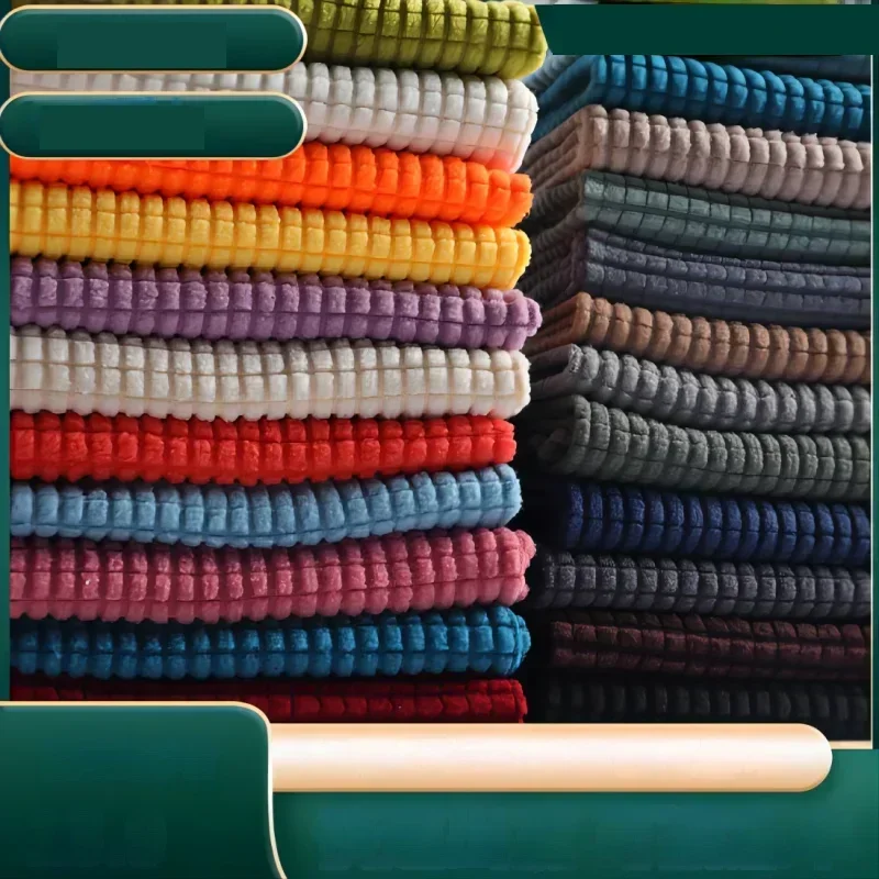 

Thickened Plaid Polar Fleece Fabric Jacquard By Meter for Pillowcases Sofa Covers Sewing Plain Elastic Soft Textile Anti-wrinkle