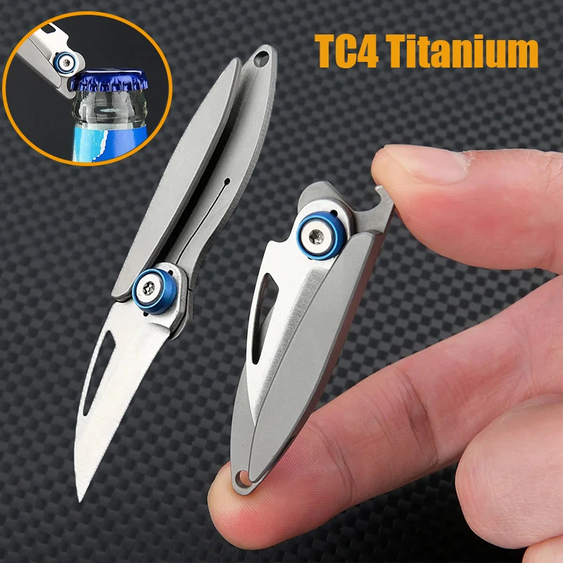 NEW Titanium Alloy Cicada Mini Folding Knife Multifunctional Bottle Opener Oortable Keychain Knife Outdoor EDC Tools