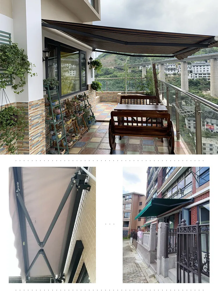 Grace, facade retractable hand-cranked electric shrinking outdoor folding rainproof awning