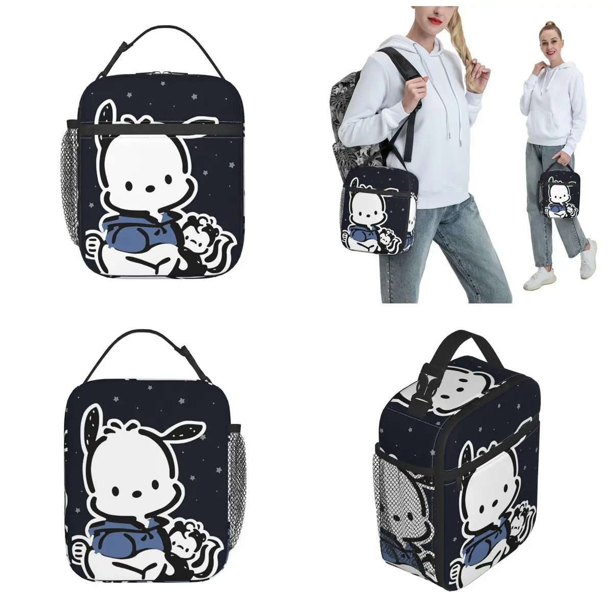 Pochacco Kawaii Dog Insulated Lunch Bags Cooler Bag Reusable Meal Container High Capacity Tote Lunch Box Food Storage Bag Picnic