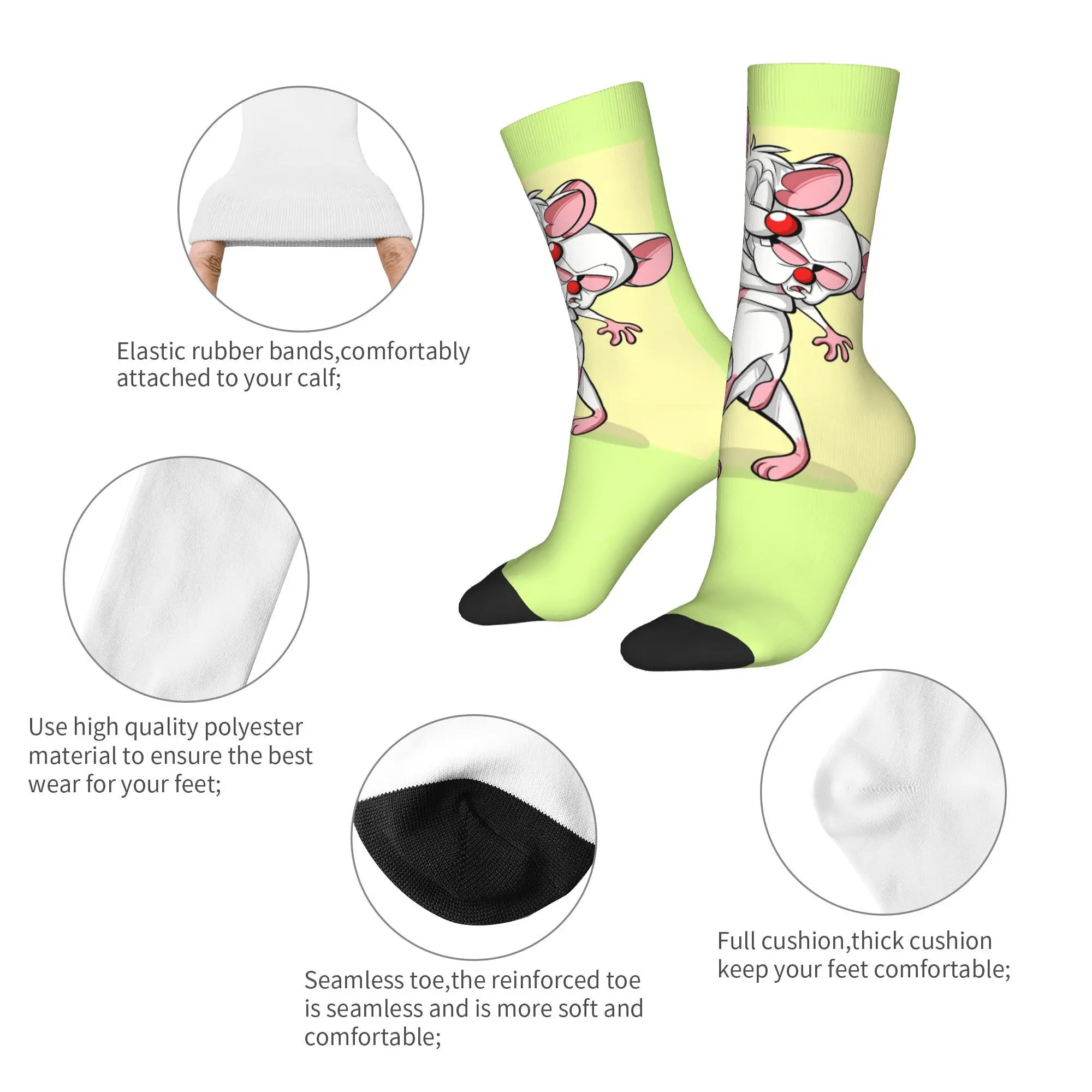 Мужской полиэстер с принтом White Mouse Pinky And The Brain Sock