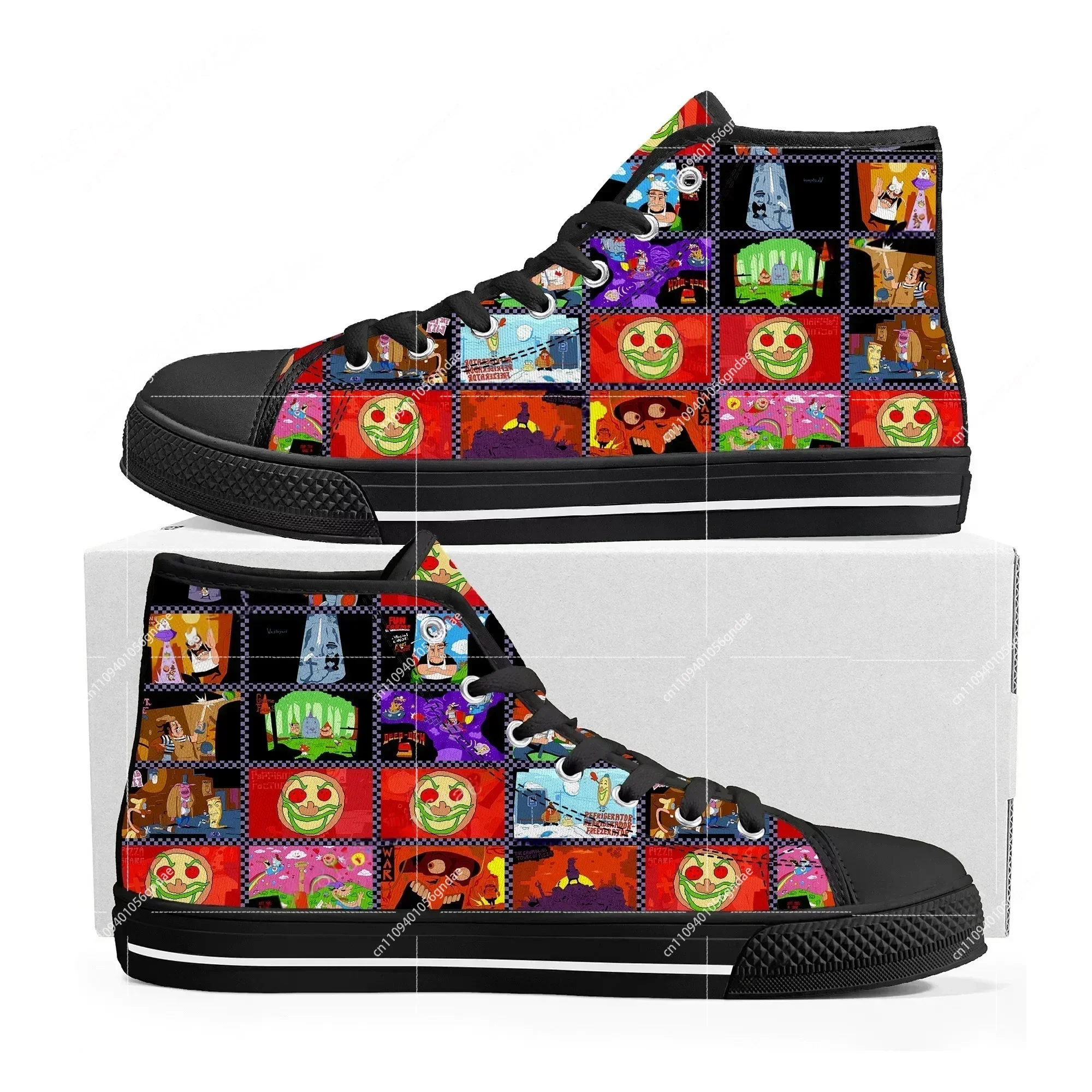 

Pizza Tower High Top Sneakers Cartoon Game Mens Womens Teenager Fashion High Quality Canvas Sneaker Custom Built Couple Shoes