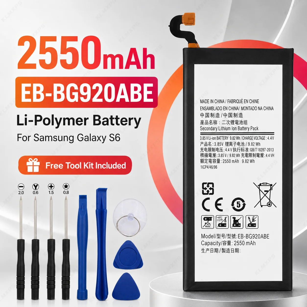 EB-BG920ABE EB-BG920ABA 2550mAh High Capacity Battery for Samsung Galaxy S6 G9200 G920F G920V G920A G920T G920I G920W8
