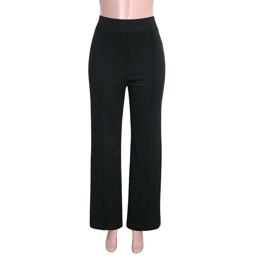 Womens Flared Trousers with High Waist Design Wide Leg Cut and Polyester Construction for Regular Length Everyday Wear