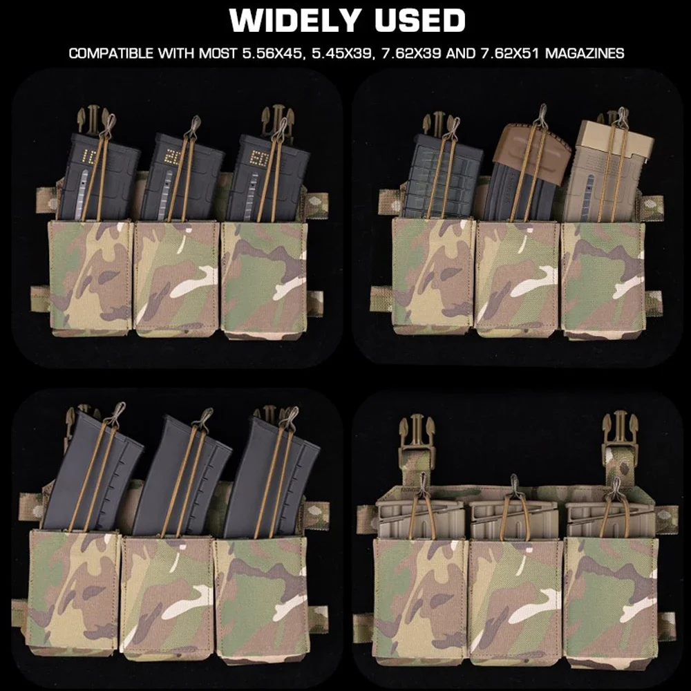 

Тактический подсумок для журналов, тройной 5,56 7,62, подсумок для пистолетной винтовки с нейлоновым держателем, охотничий жилет, нагрудный аксессуар