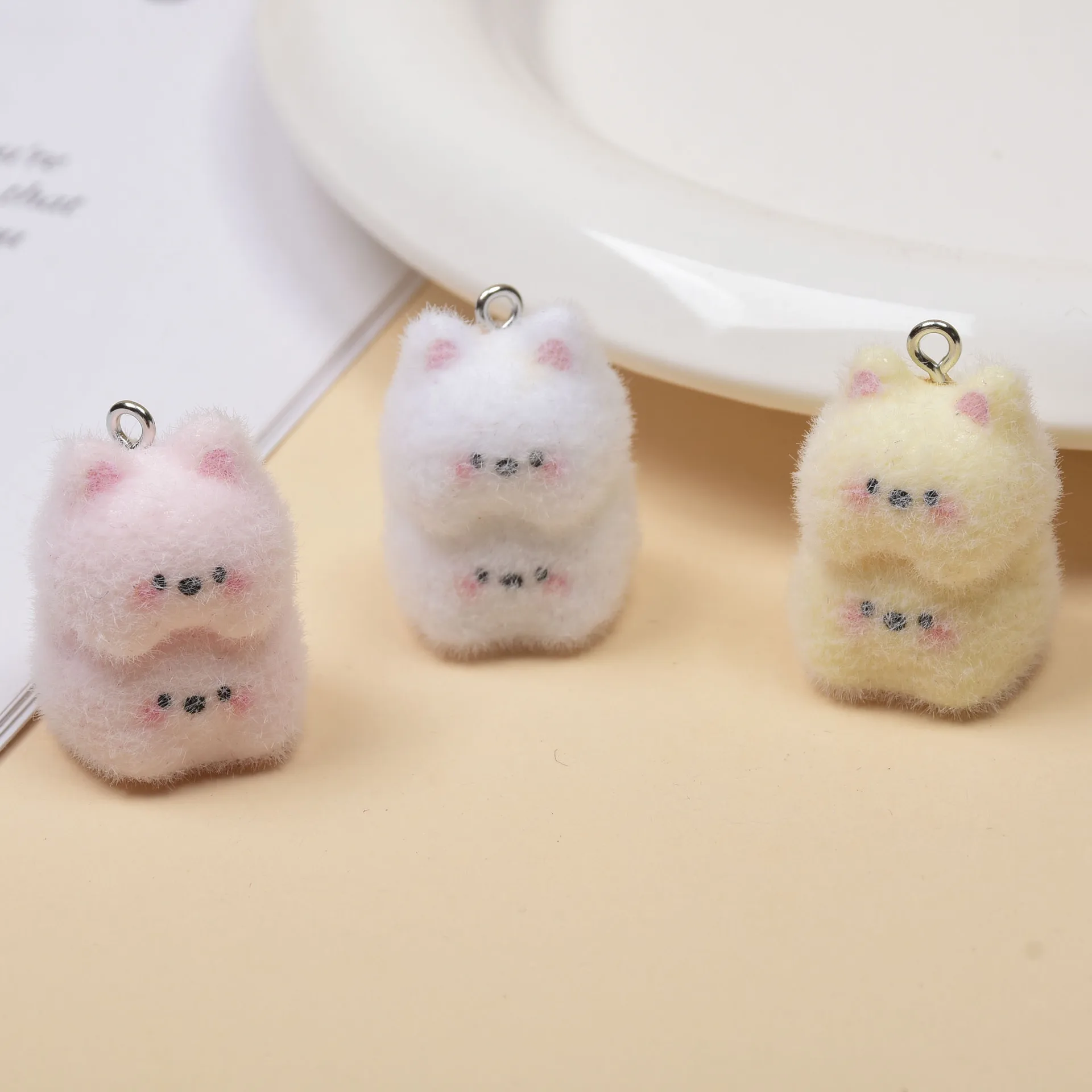 30pcs Flocking resin Charms Cartoon Resin animal Pendant For Earrings Keychains Making DIY Jewelry Accessories wholesale