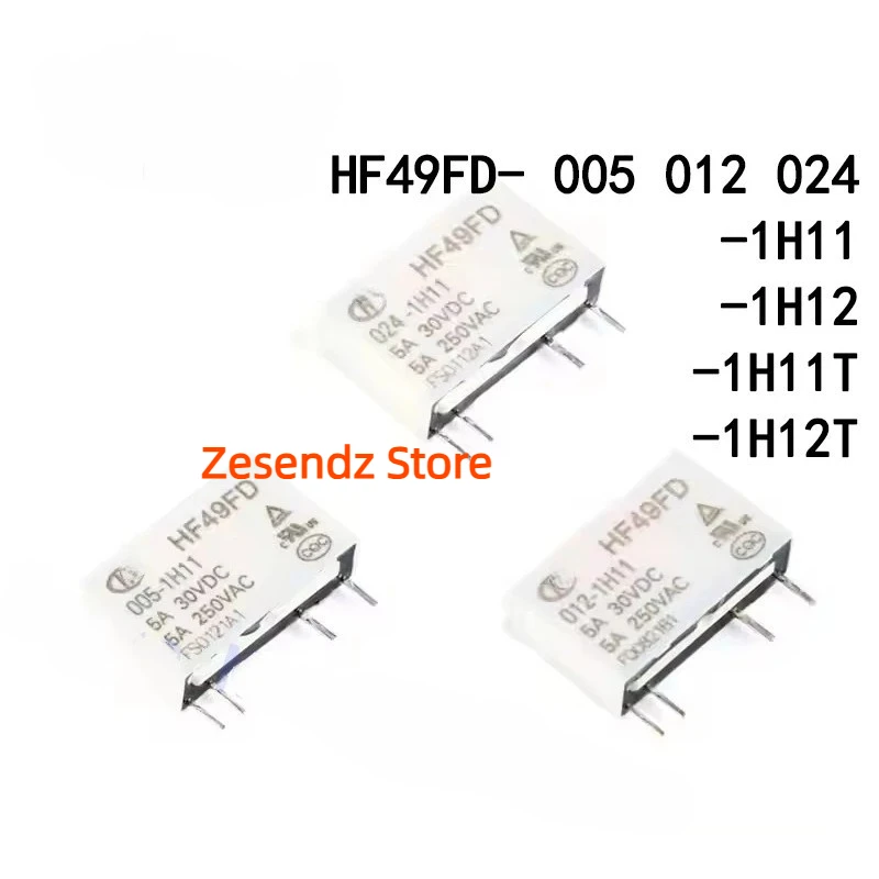 20Pcs/lot New HF49FD Relay 5V 12V 24VDC HF49FD-005-1H11 HF49FD-012-1H11T HF49FD-024-1H12T HF49FD-005 012 024 1H11 1H12 5A 4Pin