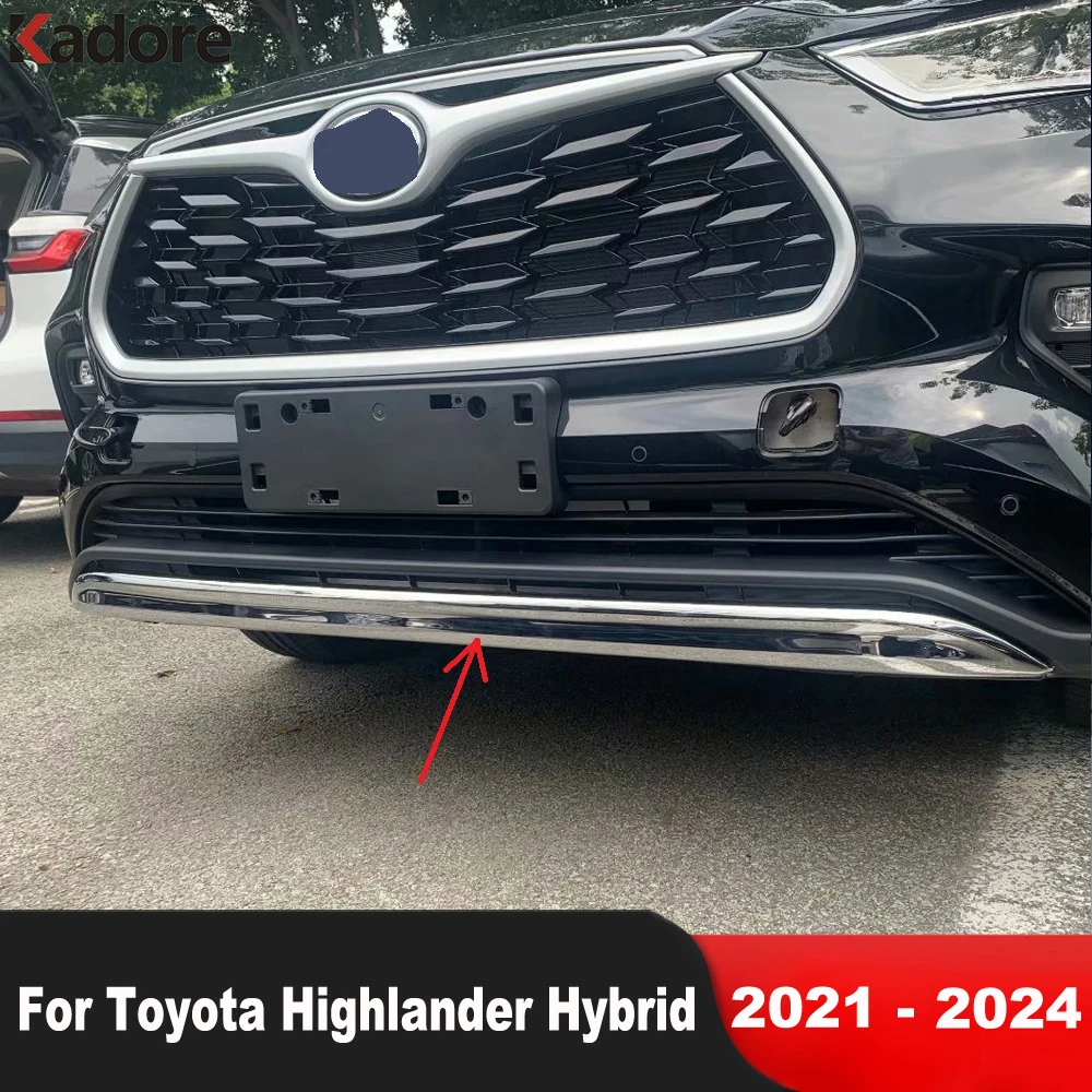 

Front Bottom Bumper Cover Trim For Toyota Highlander Hybrid 2021-2023 2024 Chrome Car Lower Grille Lip Molding Strip Accessories