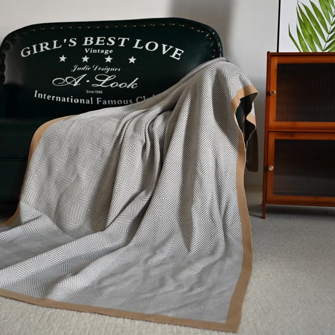 Light Luxury Throw Blanket Striped Geometric Knitted Shawl Homestay Bed Blanket Home Decoration Sofa Cover Bedspread On The Bed