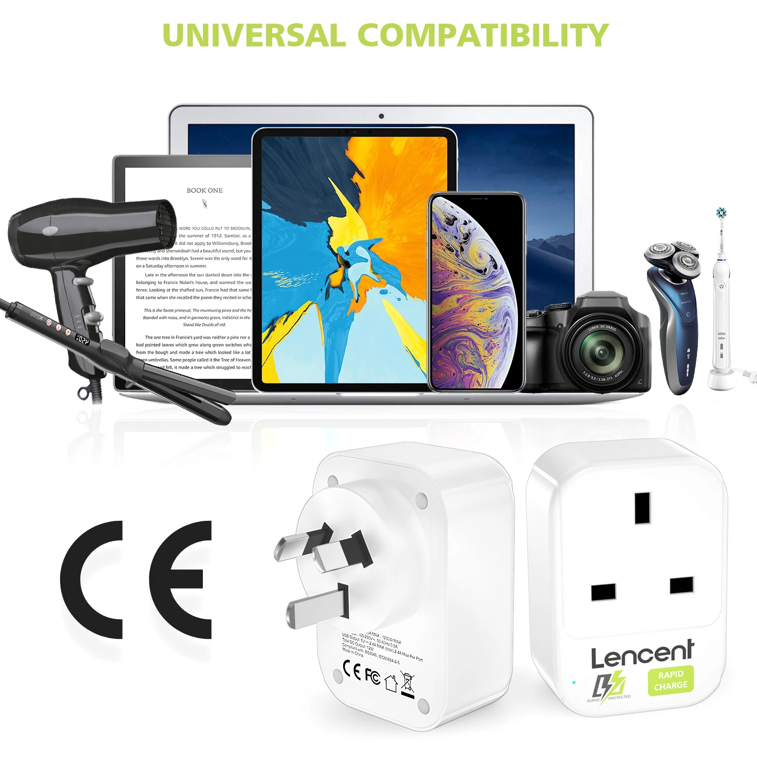 LENCENT wielkiej brytanii do australii przejściówka Adapter z 3 porty USB 5V/2.4A uziemione australijski Adapter podróżny dla australii 4-in-1 gniazdo