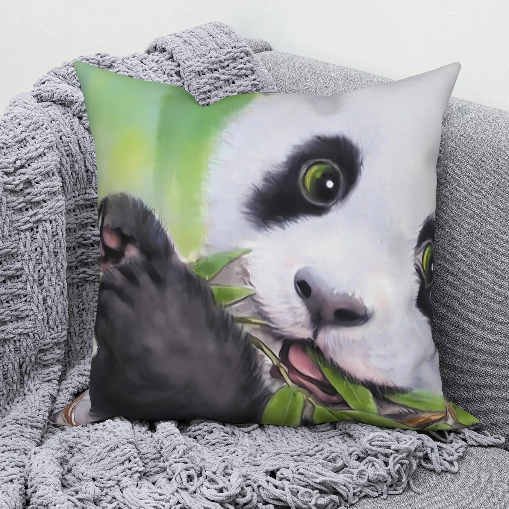 Square Pillow Cute Giant Panda Animal Pattern Cushion Cover Home Living Room Sofa Bedroom Decoration