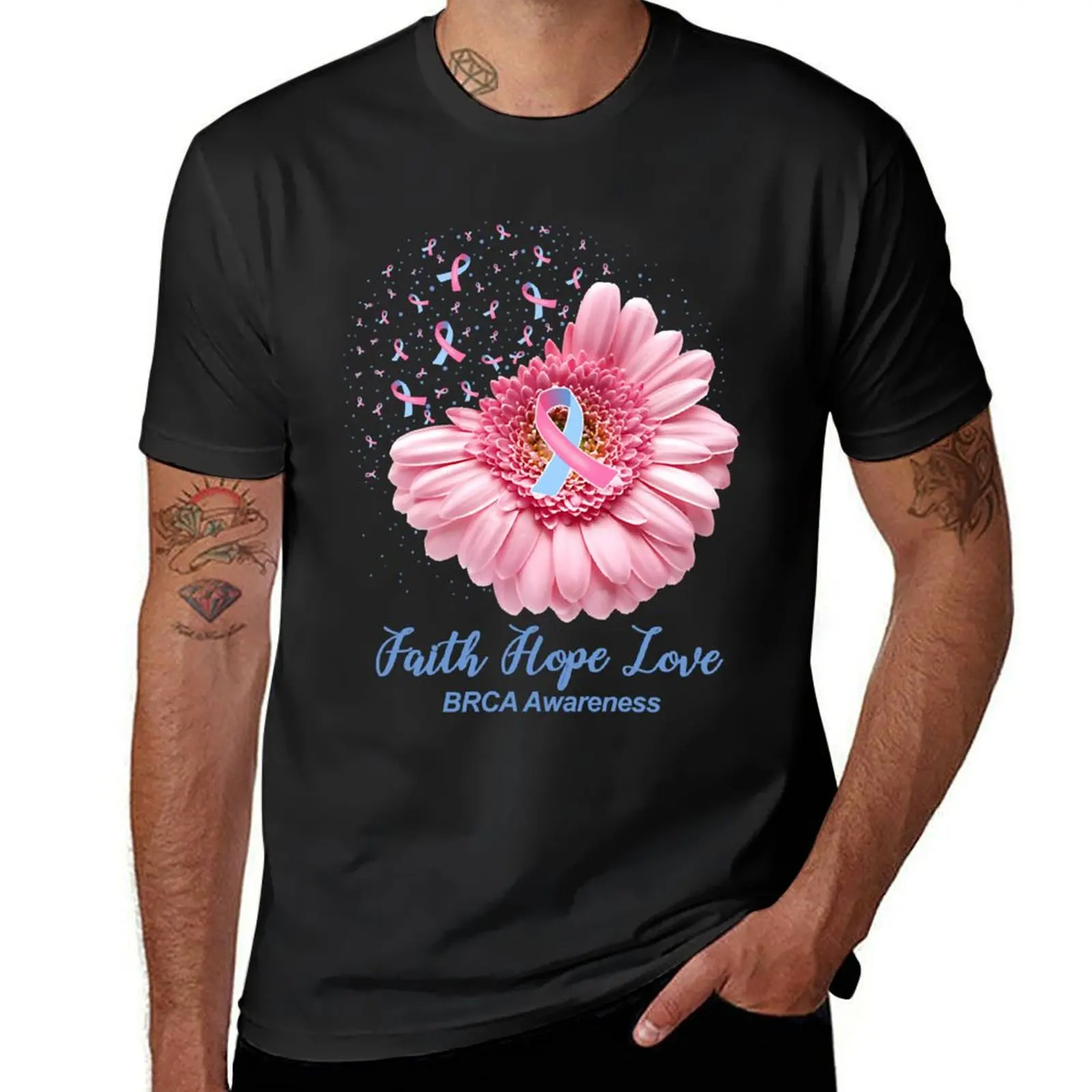 Faith Hope Love Tshirt BRCA Awareness Gifts T-Shirt anime clothes Blouse kawaii clothes vintage clothes for men