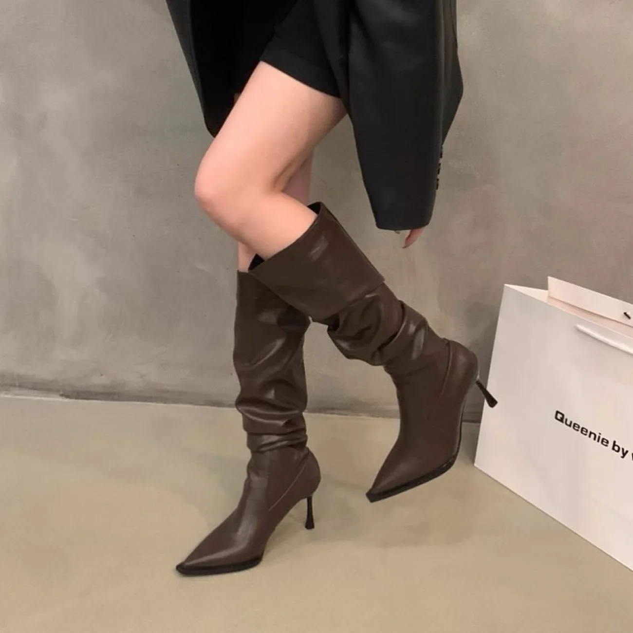 2026 New Pointed Toe Fashion Autumn Winter High Heel over Knee Large Tube Long Boots Women's Waterproof Platform Korean Style...