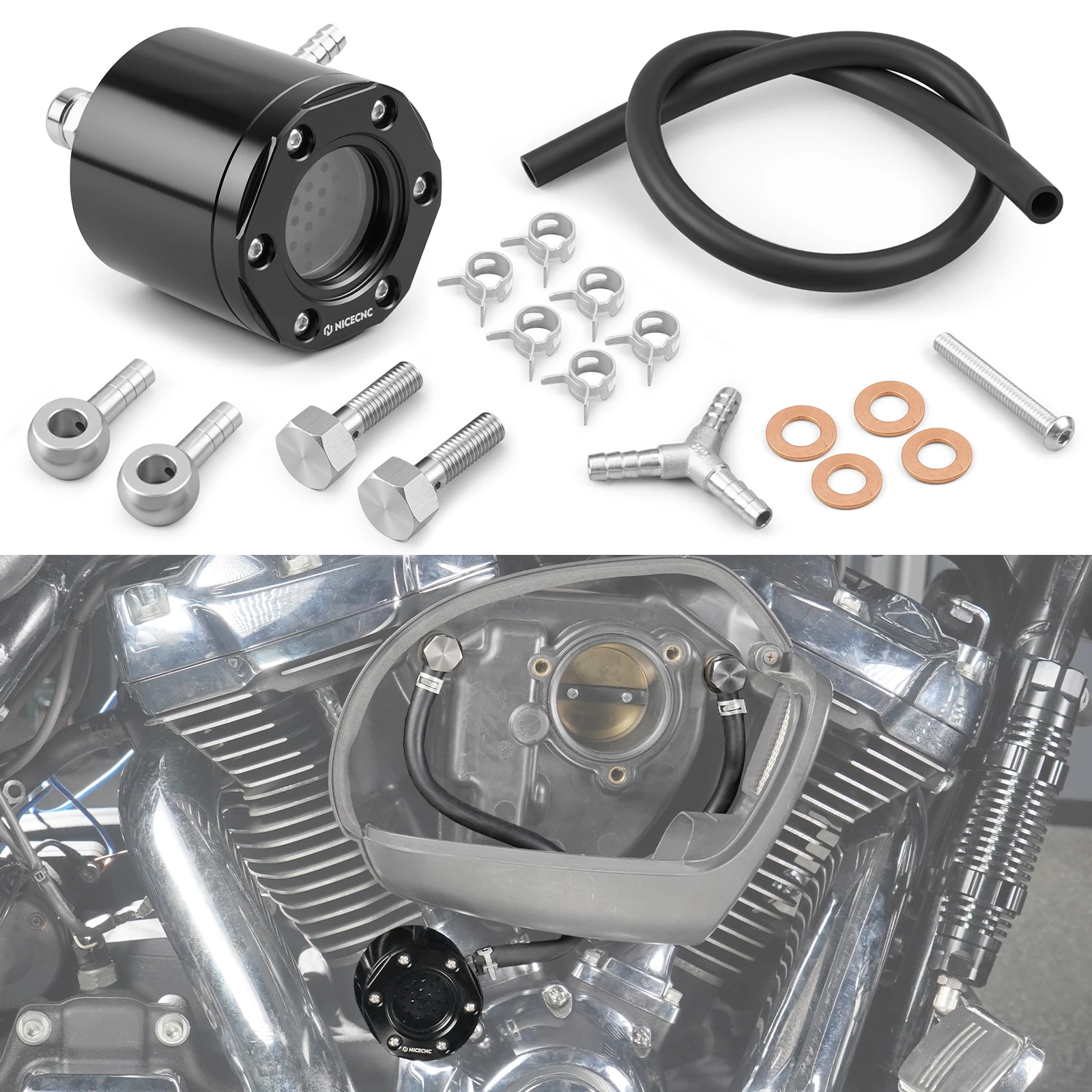

For 2018-2024 Harley Softail FXST FLHC/S Street Bob FXBB/S Low Rider/S/ST Fat Boy FLFB/S Fat Bob FXFB/S External Breather Kit