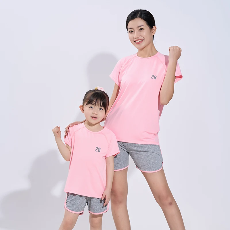 

2-16 Years Girls Boys Spring Summer Clothes Sports Set Soft Breathing White Pink Green Kids Children Clothing Sports Sets