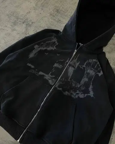 Herrtröja Y2k Goth Streetwear Herr Hiphop Streetwear Harajuku Gotisk Mönster Dragkedja 90-tals Grafisk Tröja Japansk Anime 8 best sales tröja man - №4