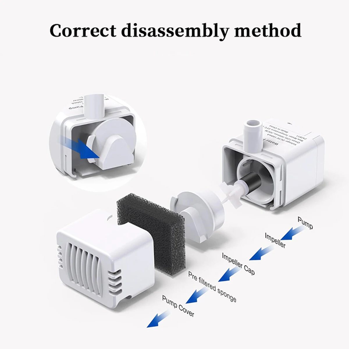 Intelligente Ersatzpumpe für Haustier-Wasserspender, Ultra-Leise Tauchpumpe mit LED-Automatik-Abschaltfunktion, passend für 2,2L/3,2L Katzenwasserspender – Detail 4