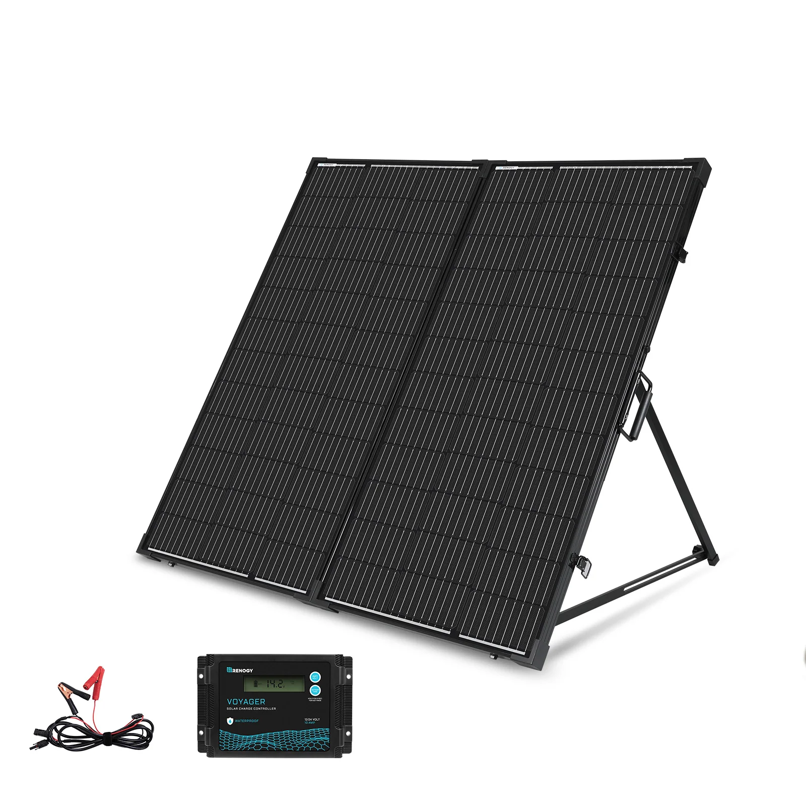 Renogy 200 Watt 12 Volt Portable Solar Panel with Waterproof 20A Charger Controller, Foldable 100W Solar Panel Suitcase with Adj