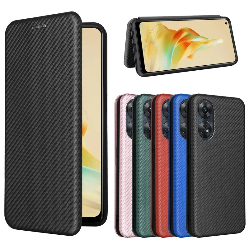 

For OPPO Reno 8T 4G Case Luxury Flip Carbon Fiber Skin Magnetic Adsorption Protective Case For OPPO Reno8T 4G Phone Bags