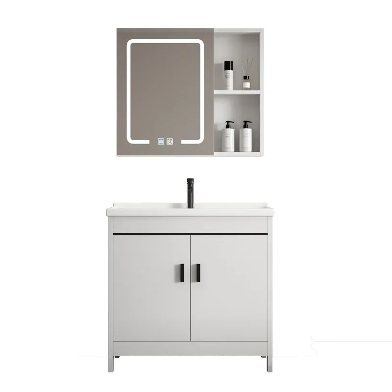 

bathroom cabinet rock slab countertop smart mirror cabinet combination balcony ceramic laundry basin with washboard