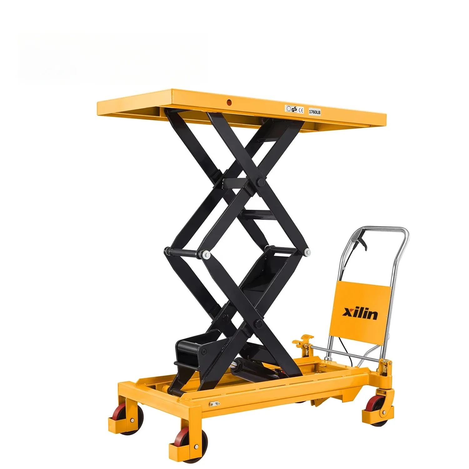 Elevador de plataforma Xilin, 1760 libras, Manual pequeño, tijeras dobles hidráulicas, mesa elevadora resistente