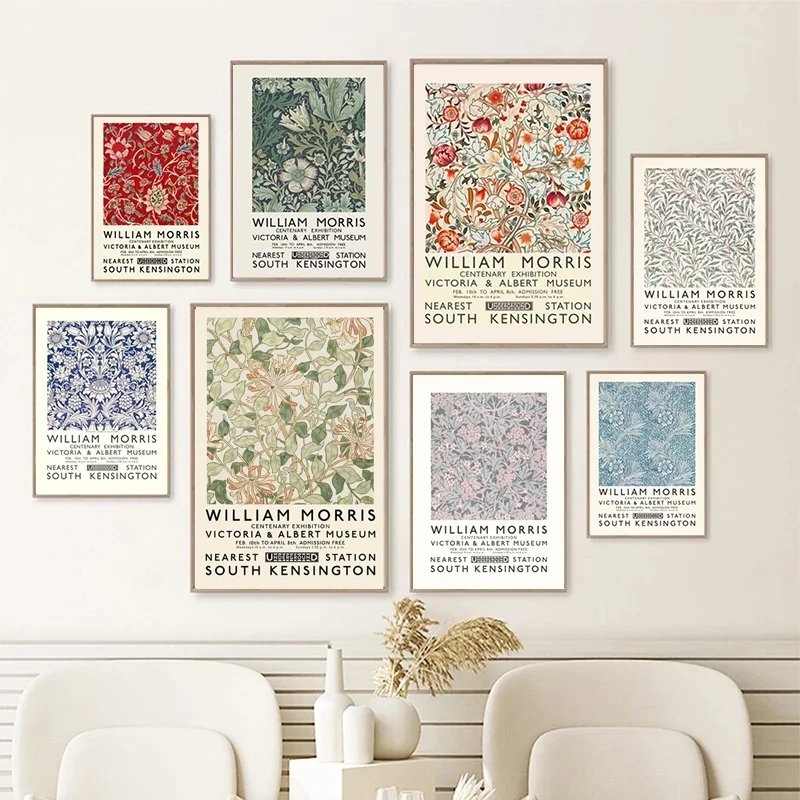 1PC  William Morris Canvas Print The Victoria and Albert Museum Exhibition Poster London Underground Art Nouveau Painting Wal