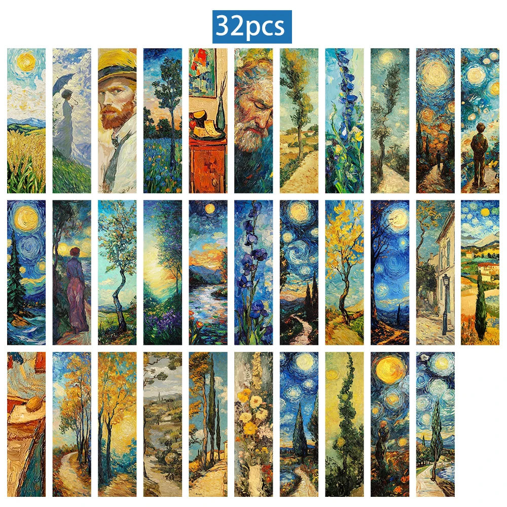 32 قطعة، سلسلة فان جوخ للرسم الزيتي، الإشارات المرجعية للمعلمين والقراء والمعجبين، والإشارات المرجعية، والهدايا، والحفلات، وأعياد الميلاد #4