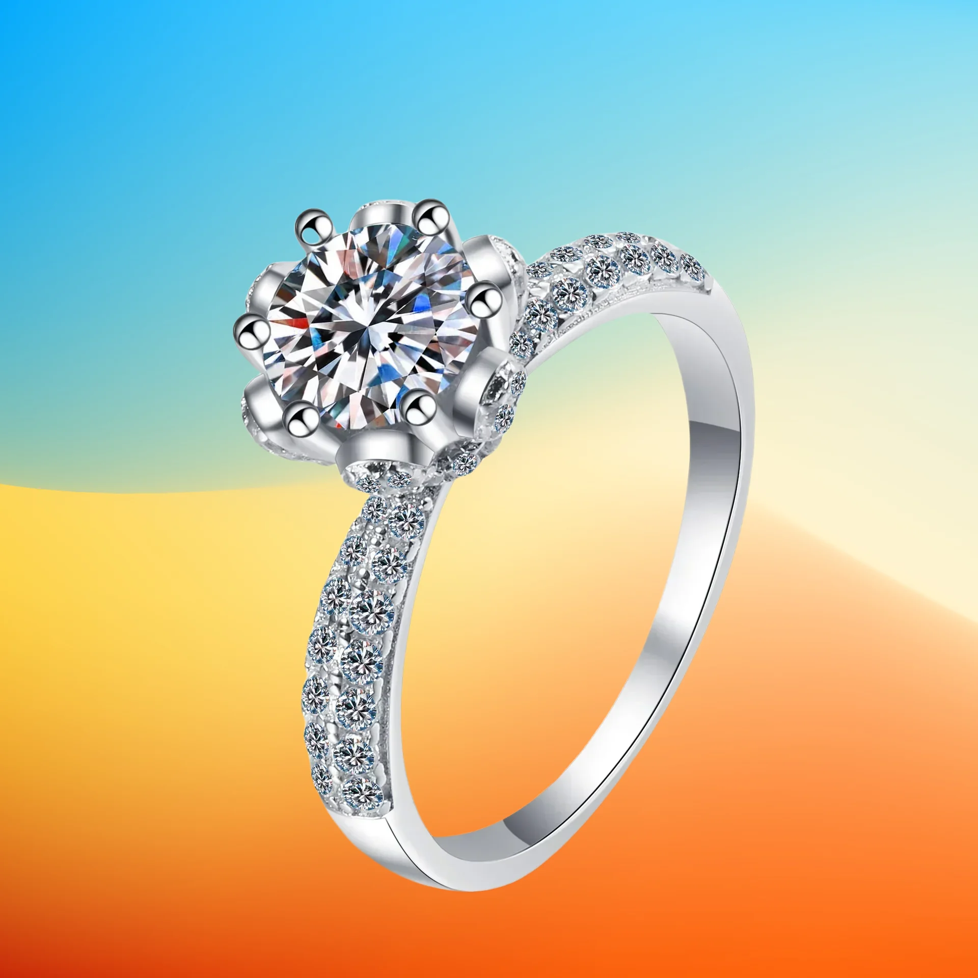 

Gift New Moissanite Rings 5ct White Gold plated Sterling Silver D VVS1 Lab Diamond with GRA Certificate Wedding Ring for Women