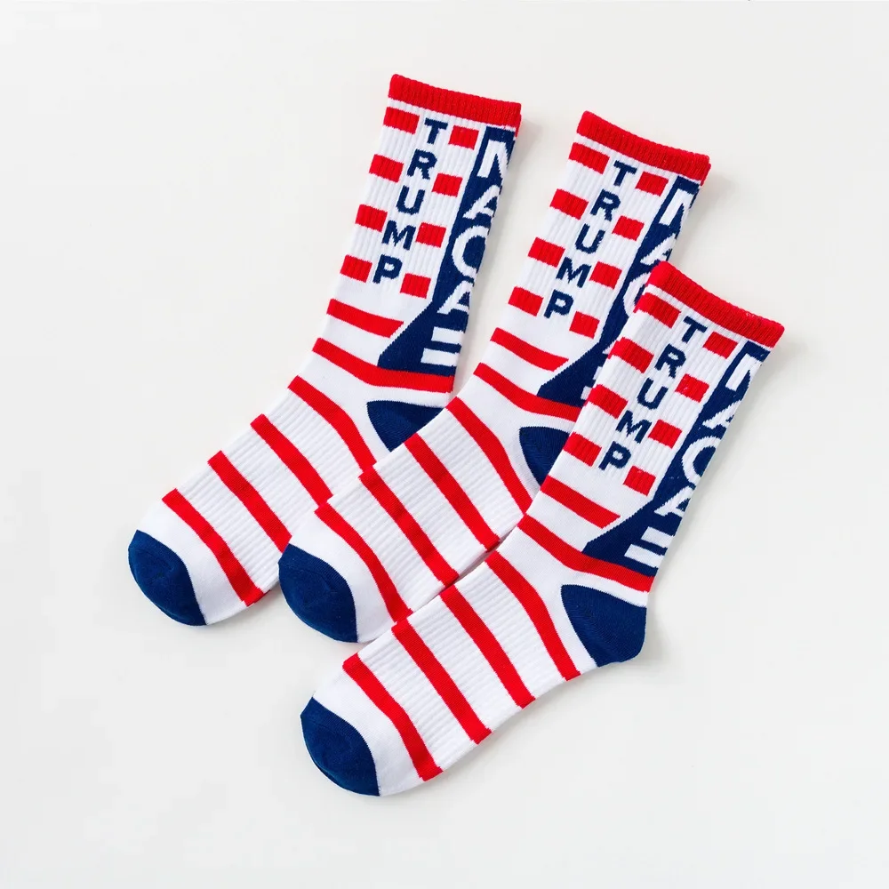 New 2024 President Donald Trump Socks Unisex Funny Print Adult Casual Crew Socks 3D Fake Hair Crew Socks Hot Sale Hip Hop Sock