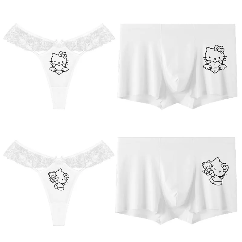 Melody hellokittys couple underwear pure desire sexy lace hollow thong men women comfortable seamless large size underwear