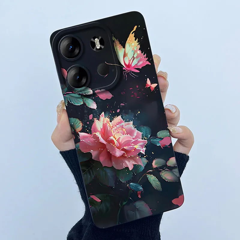 حافظة لهاتف Tecno Pop 7 BF6 Pop7 Pro BF7 حافظة عصرية على شكل فراشة زهرة من السيليكون الناعم لهاتف Funda Shell لهاتف Tecno Spark GO 2023 غطاء خلفي