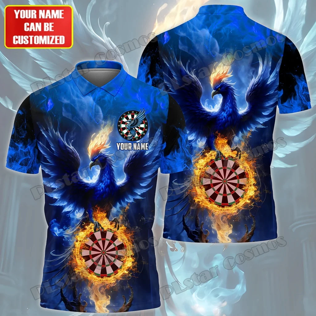 PLstar Cosmos Darts Phoenix Red, Blue Version Customized Name 3D Printed Premium Men's Polo Shirt Summer Casual Shirt POL204