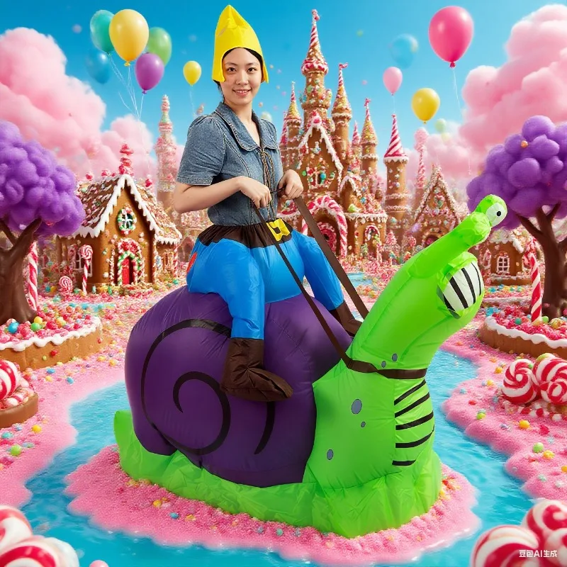 

Надувной костюм улитки, надувной комбинезон для верховой езды, надувной через воздух, забавное нарядное платье, вечеринка для косплея на Хэллоуин