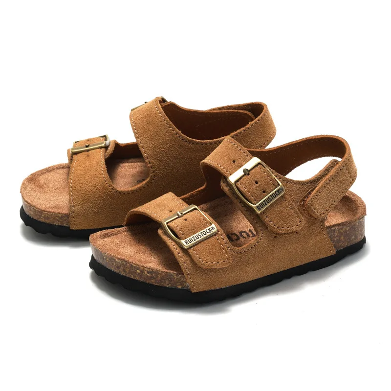 New Arrived Childrens Frosted Cork Sandals for Boys Girls Beach Shoes Comfortable and Cool Student Sandals