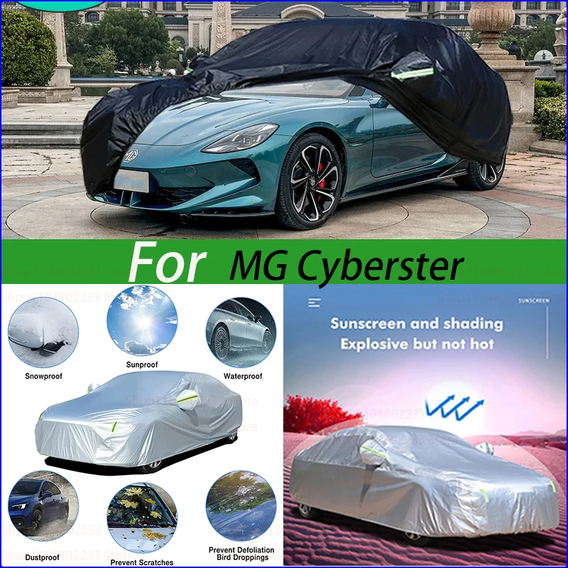 

Наружная защита, полный автомобильный чехол, снежный чехол, солнцезащитный козырек, водонепроницаемый, пылезащитный, внешний черный автомобильный чехол для MG Cyberster
