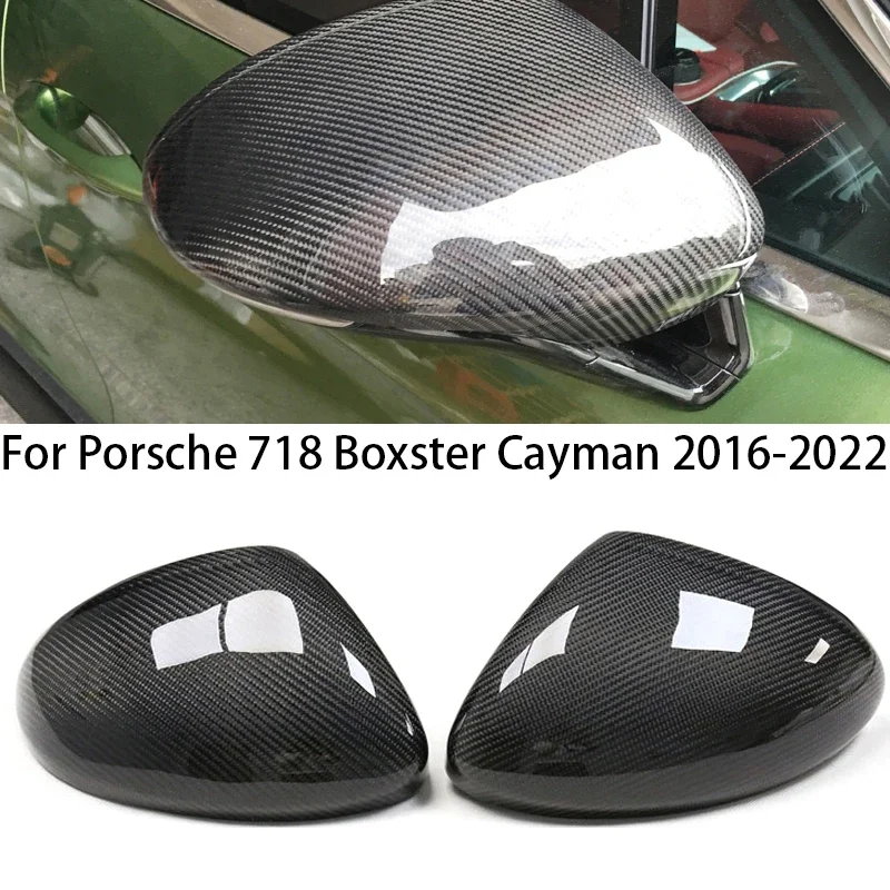 

For Porsche 718 Boxster Cayman 2016 2017 2018 2019 Carbon Fiber Car Side Rearview Mirror Covers Caps parts accessories