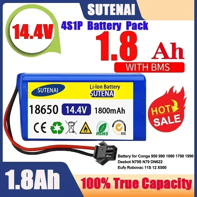 

GO 14.4V 6.8Ah Li-ion battery for Cecotec Conga Excellence 950 990 1090 Ecovacs Deebot DN621 601/605 Eufy RoboVac 35C Panda i7 V