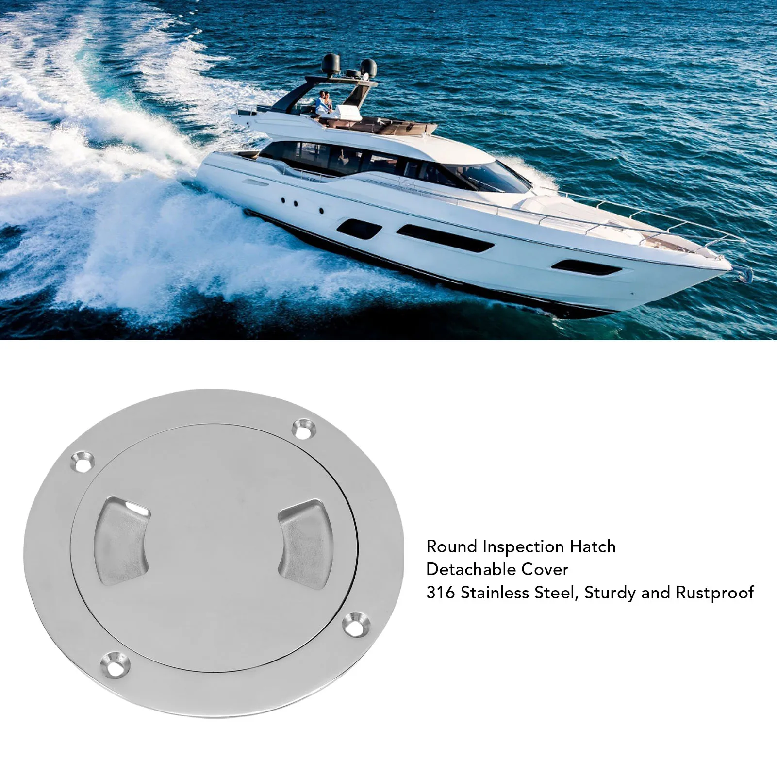 4 بوصة قارب مستدير يفقس غطاء قابل للفصل 316 الفولاذ المقاوم للصدأ عدم الانزلاق سطح السفينة لوحة التفتيش يخت لسفينة اليخوت البحرية #1