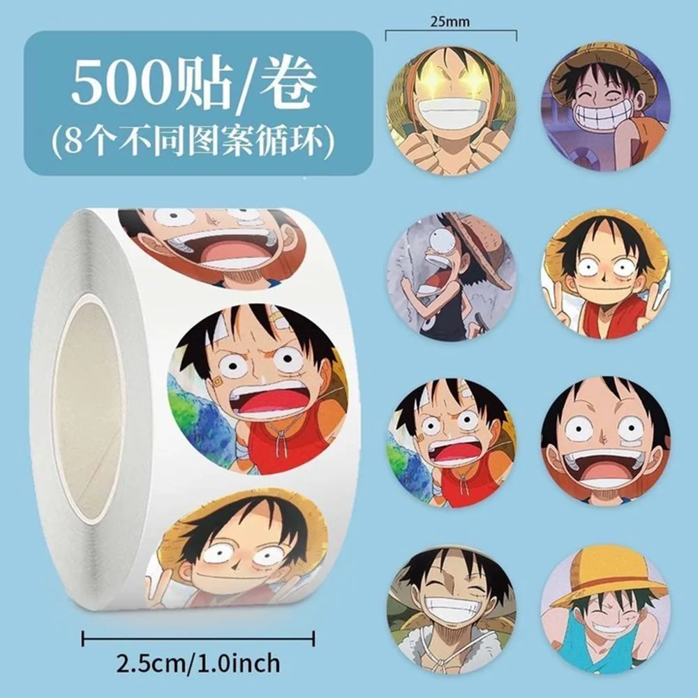 

500pcs/Roll ONE PIECE Luffy Anime Sealing Sticker DIY PVC Laptop Decals Decoration Stiker Reward Gift Toys