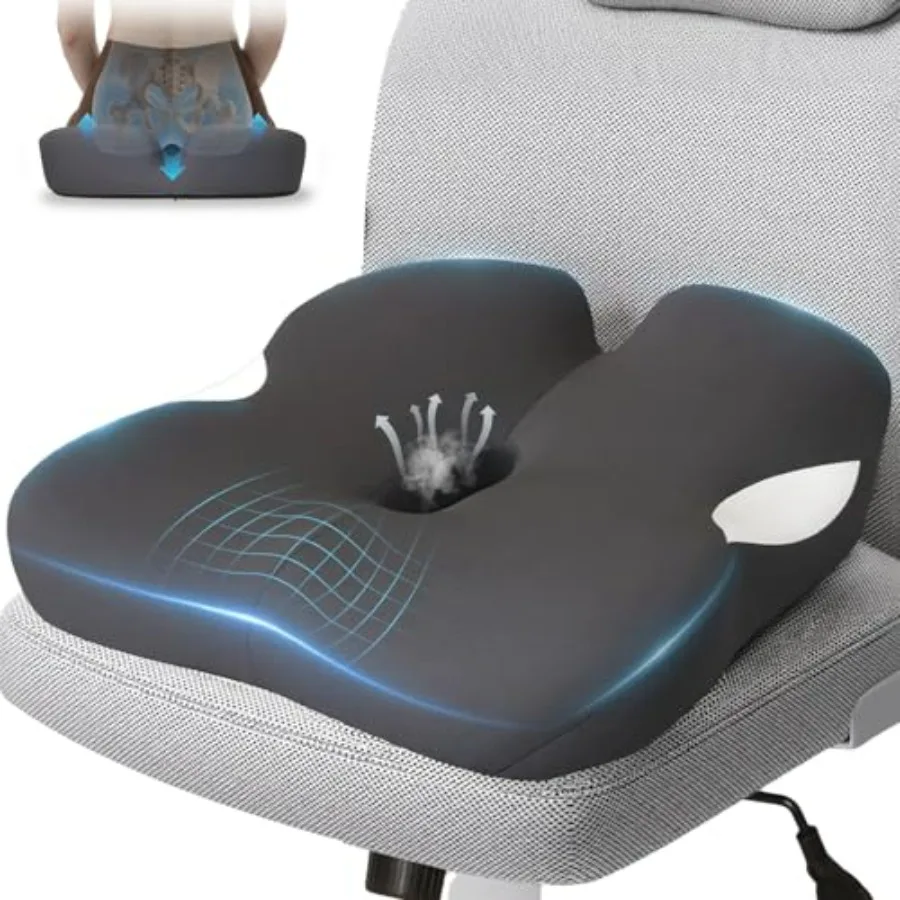 

18.5" x 16.5" Extra Large Memory Foam Cushion, Tailbone Pain Relief Cushion for Long Sitting Soft Hip Support, Breathable X Lar
