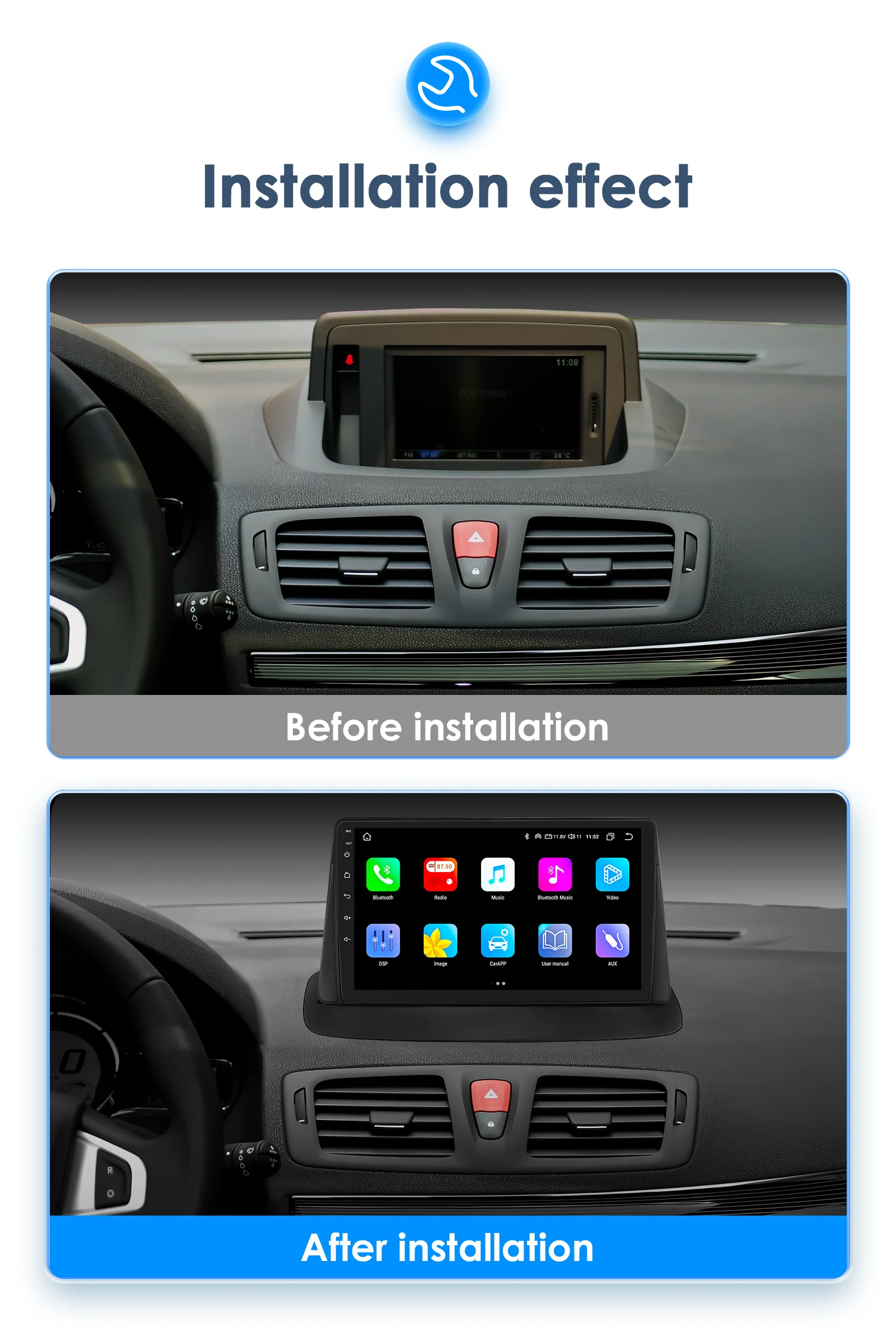 Hizpo 9'Carplay 4G AI Systeme Autoradio für Renault Megane 3 Fluence Samsung SM3 2008-2014 Multimedia Video Player GPS Autoradio – Detail 5