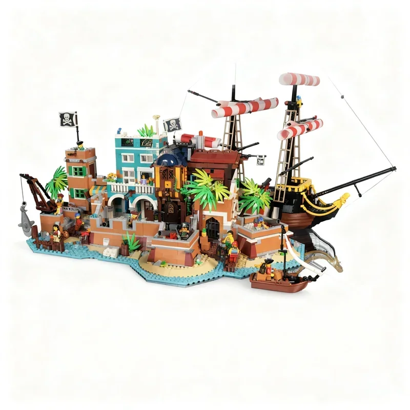 3247-teiliges MOC Mittelalterliches Piraten-Set: Modellbausteine für den Hafen – Kreatives Montage-Display für Heimdekoration und als Geschenk für den Schreibtisch