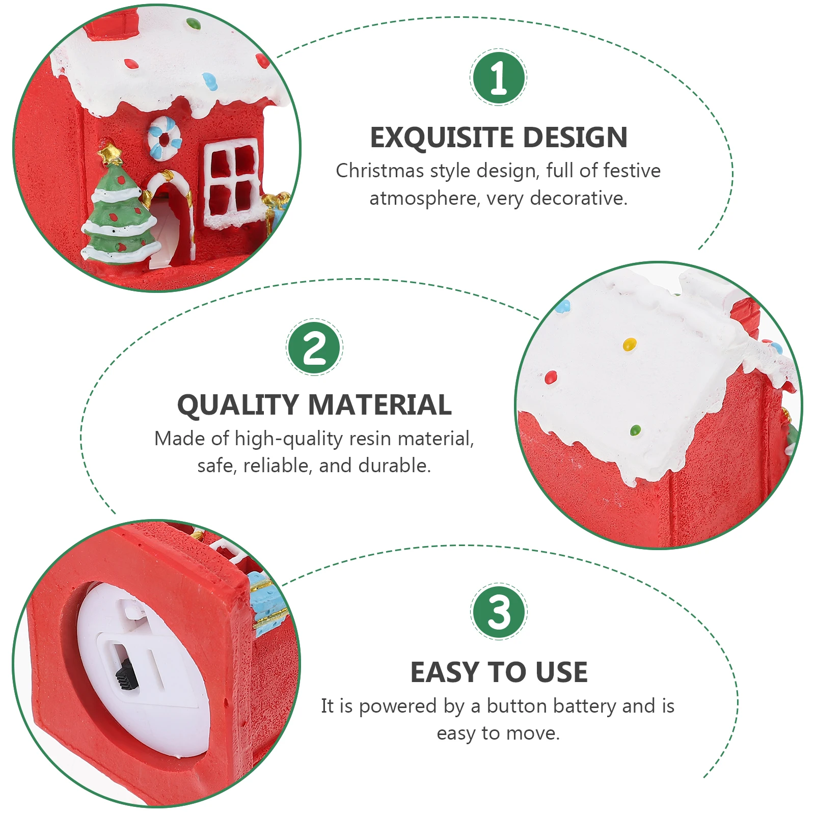 

Ornaments Christmas House Decoration The Luminous Adornment Miniature Home Red Resin Cartoon